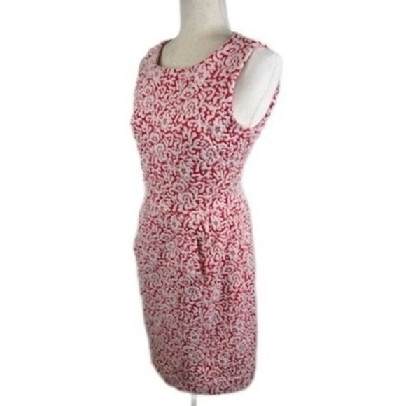 Tyler Boe Dress Sleeveless Red White Floral Textured Cocktail Party Size XS - Picture 2 of 6